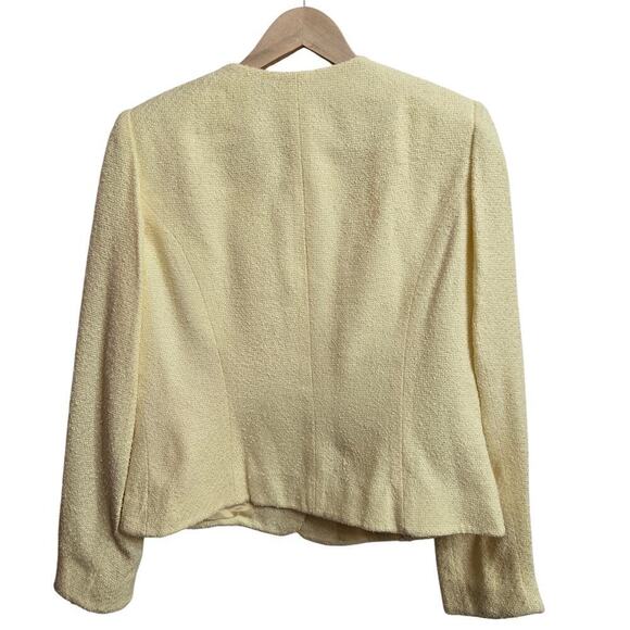 Vintage Y2K Perry Ellis Tweed Blazer 8 Yellow Old Money Prep Workwear Jacket - Picture 5 of 10